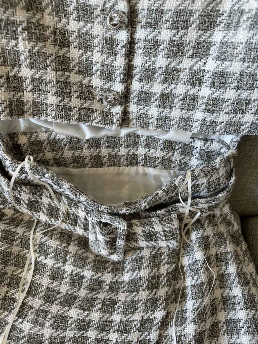 Zara Gray and White Houndstooth Tweed Dress - Picture 3 of 4